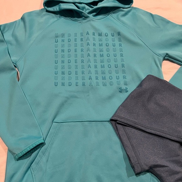 Girls Under Armour Hoodie & Leggings Outfit Size Youth Medium & Large - Picture 3 of 6
